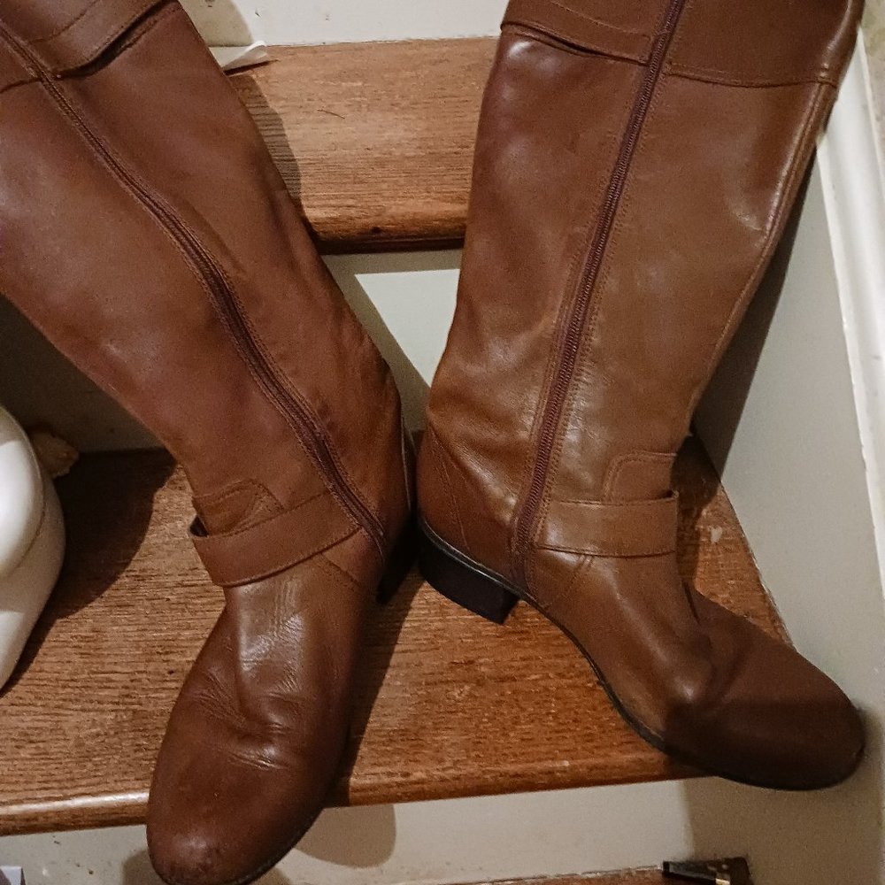 Bandolino Brown leather tall boots, horse riding boots, size 8.5m - Picture 1 of 6